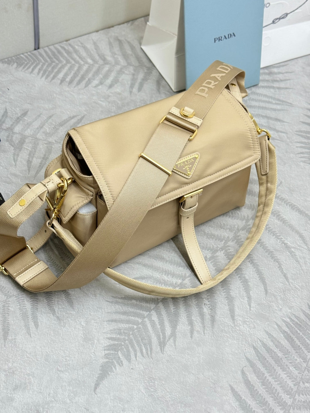 Pra Explore Medium Shoulder Bag With Flap Khaki Nylon 294034