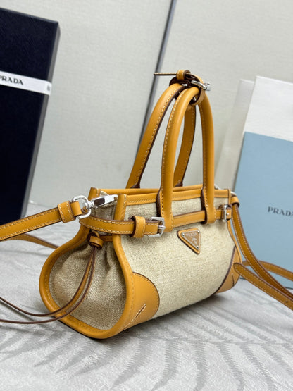 Pra Bonnie Bag 24cm Brown Canvas Leather 293910