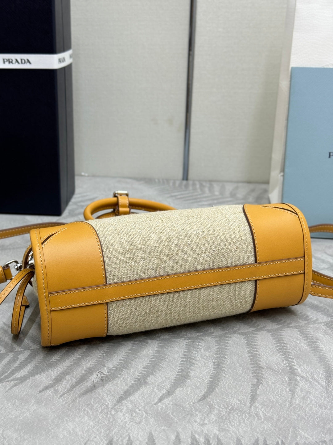 Pra Bonnie Bag 24cm Brown Canvas Leather 293910