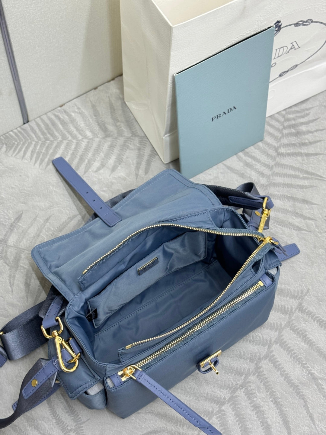 Pra Explore Medium Shoulder Bag With Flap Blue Nylon 294043