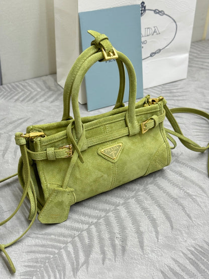 Pra Bonnie Bag 24cm Green Suede Leather 293818