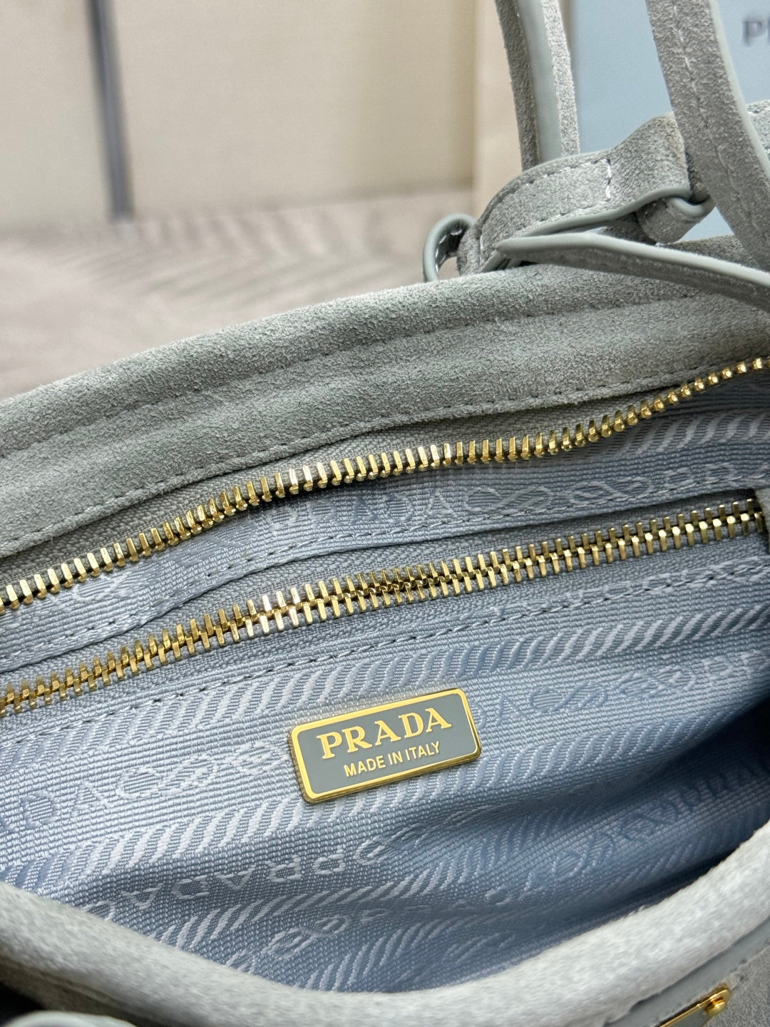 Pra Bonnie Bag 24cm Light Stale Blue Suede Leather 293794