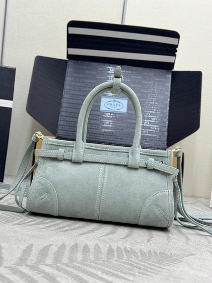 Pra Bonnie Bag 24cm Light Stale Blue Suede Leather 293794