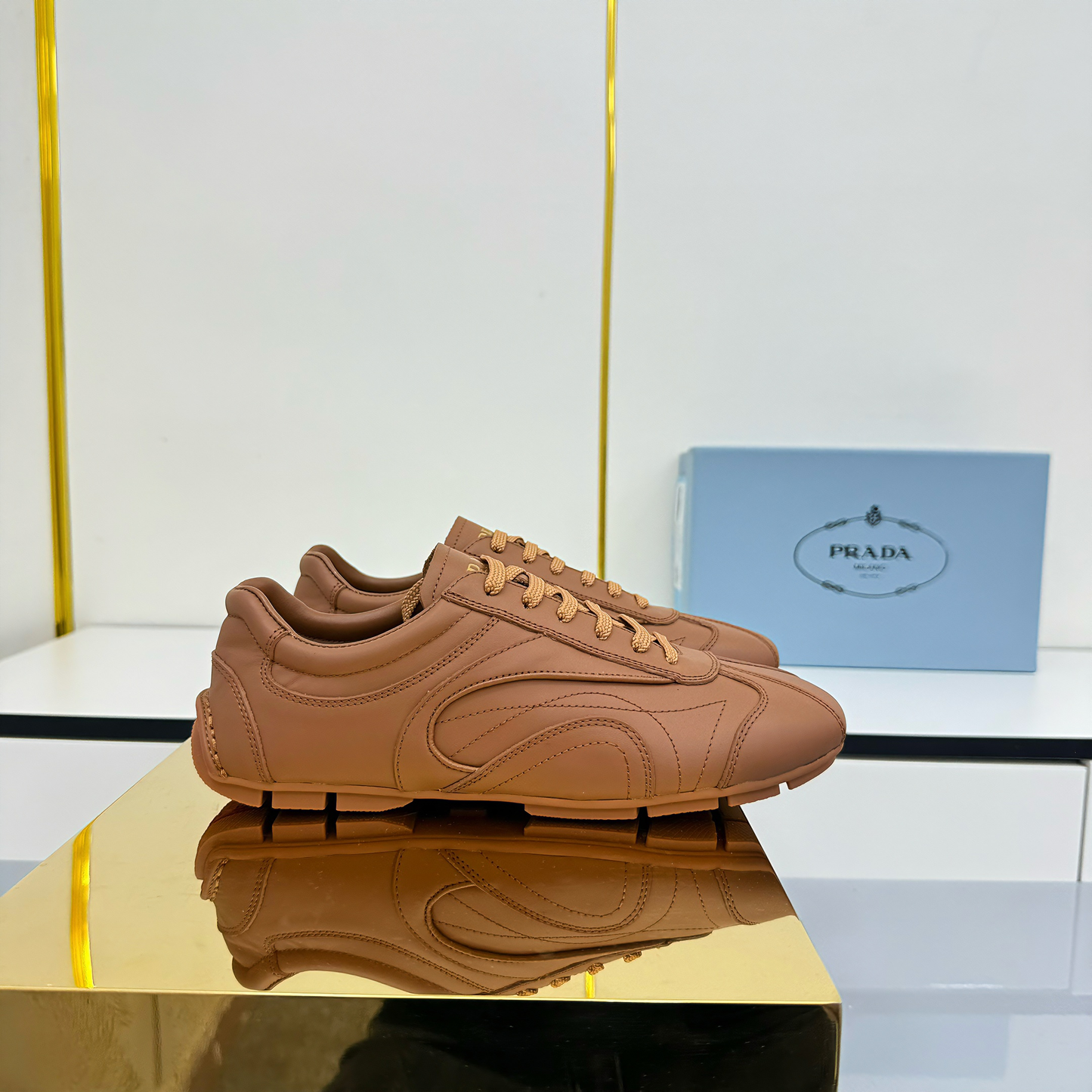 Prada Montecarlo Sneakers Brown Cowhide 565698