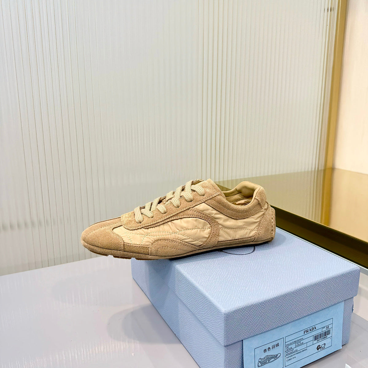 Prada Montecarlo Sneakers Khaki Re Nylon Suede 715028