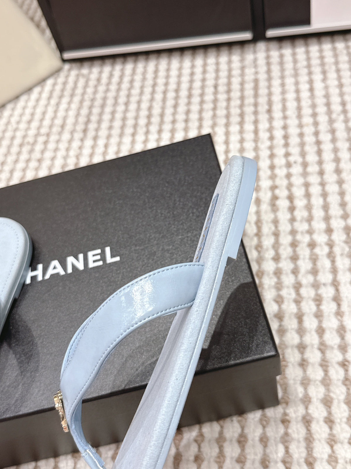 CC 26s Thong Sandals Baby Blue Suede Sheepskin 632356