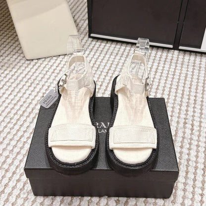 PRA 2026S Roman Sandals White Black Canvas 657521