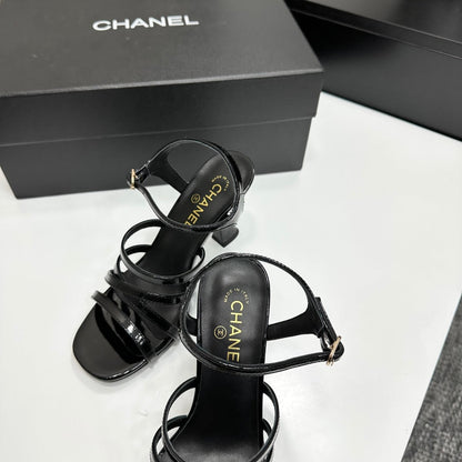 CC 26s High Heel Sandals 80 Black Patent Leather 626286
