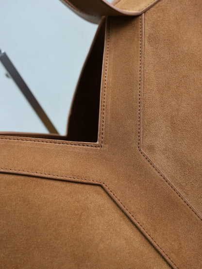 Prada Y Tote Bag Brown Suede