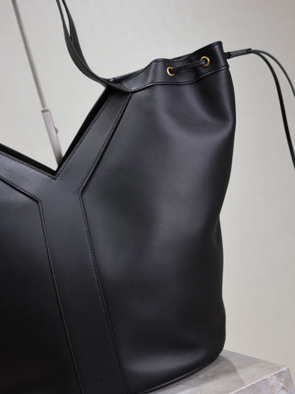 Prada Y Large Leather HOBO Bag Black Leather