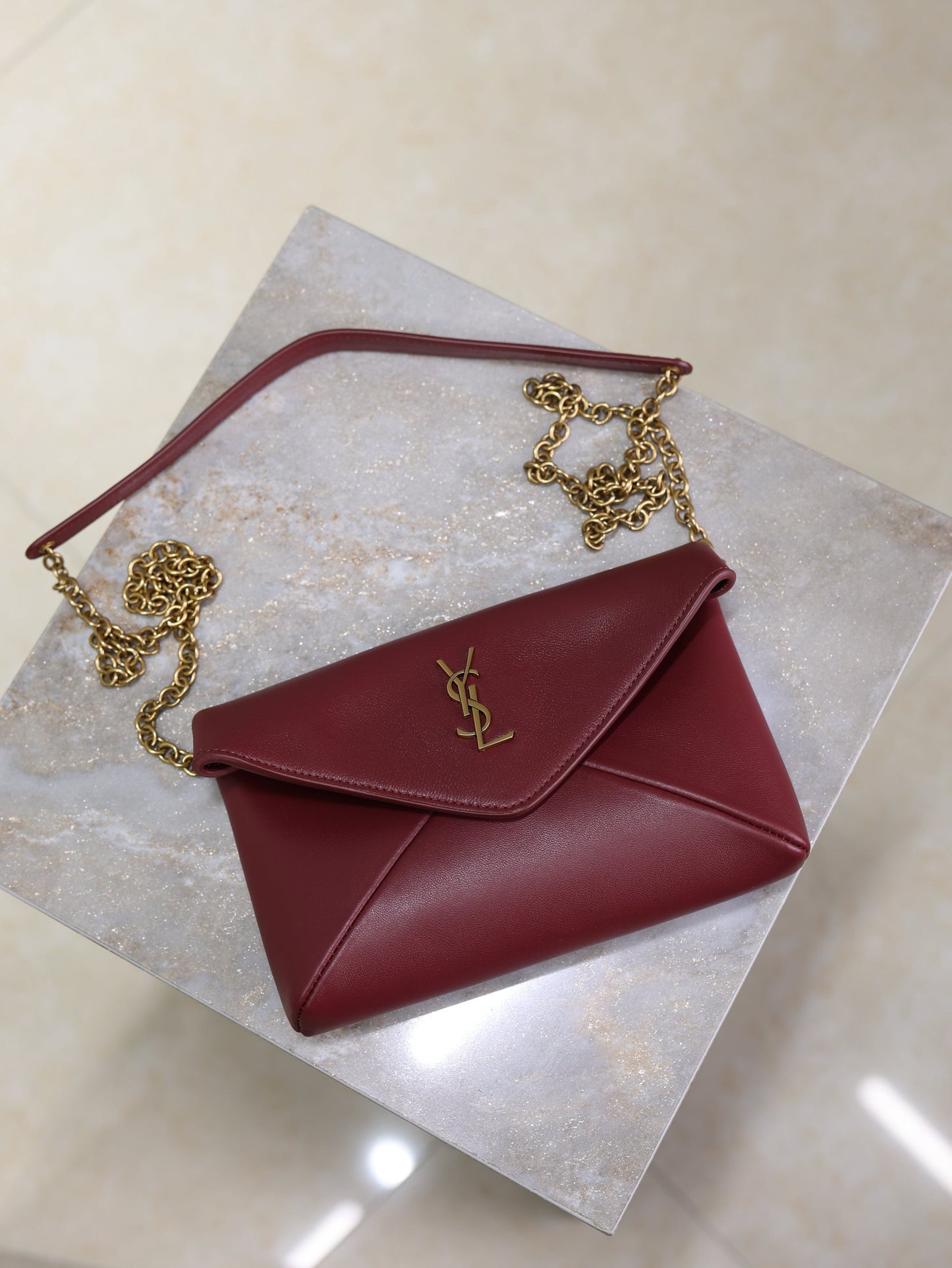 Prada Calypso Bag 19cm Burgundy Sheepskin Leather