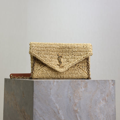 Prada Calypso Bag 19cm Beige Raffia Leather