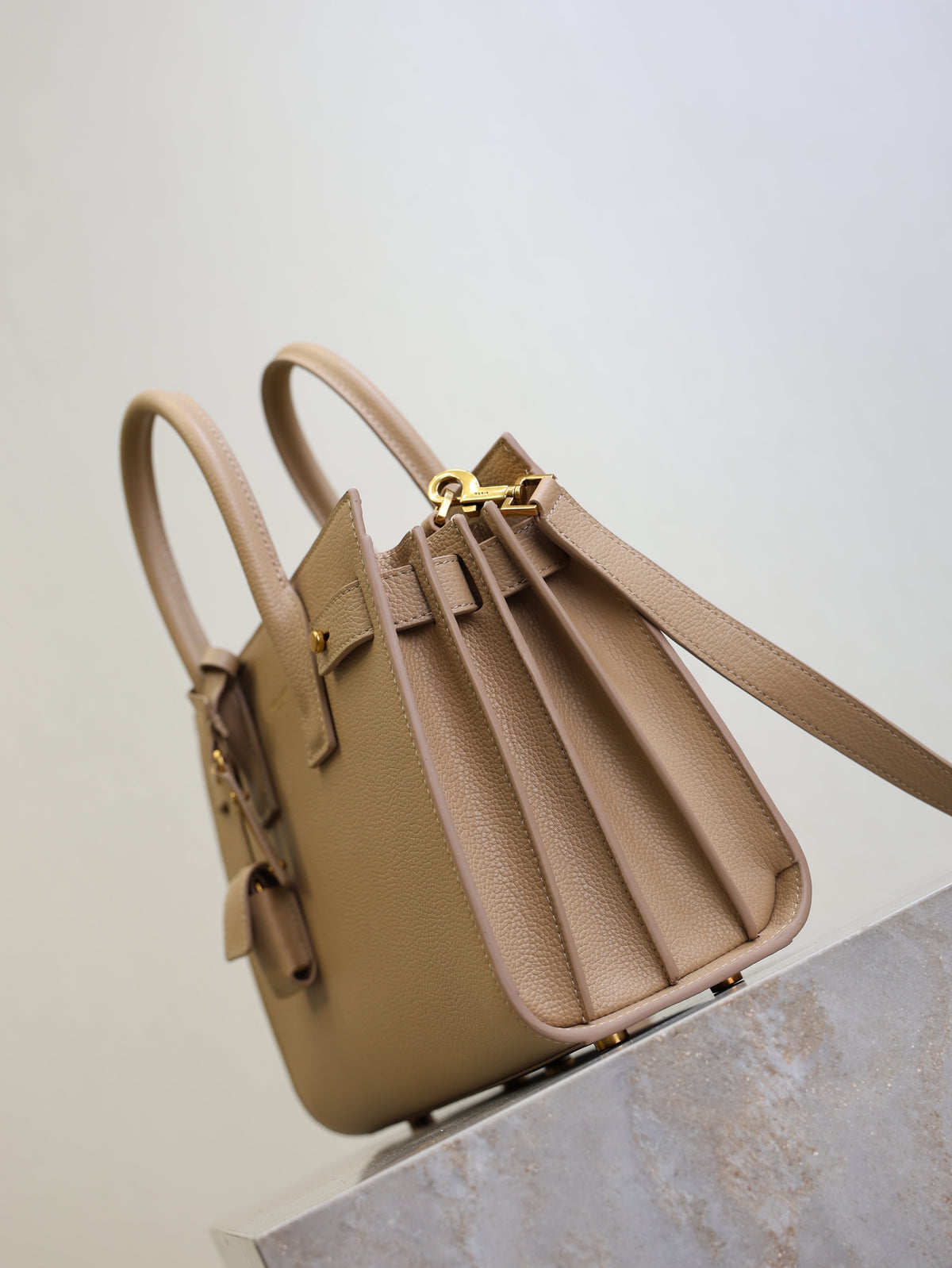 YSL Sac De Jour Nano 26cm Beige  Grain Cowhide GHW