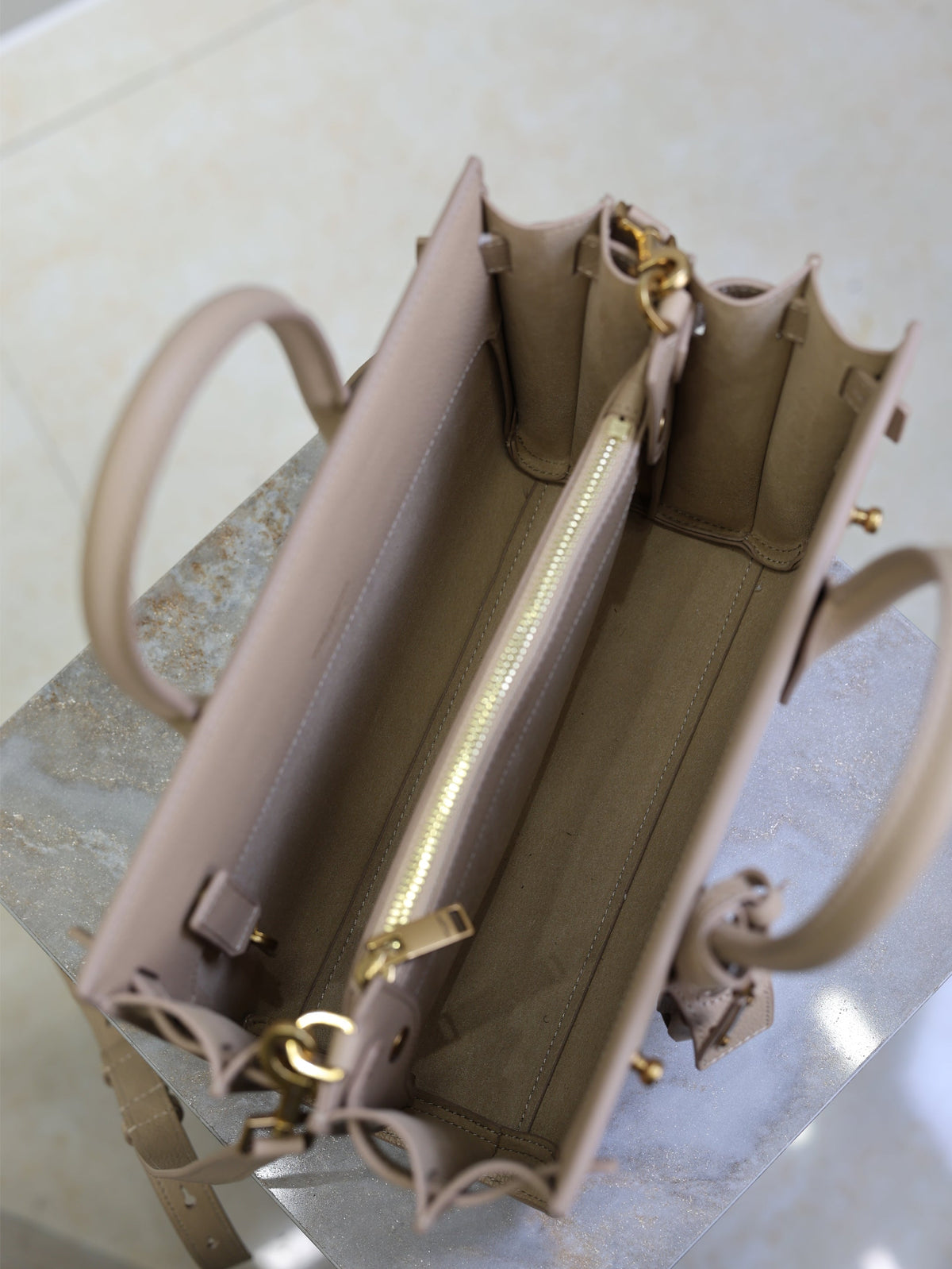 YSL Sac De Jour Nano 26cm Beige  Grain Cowhide GHW