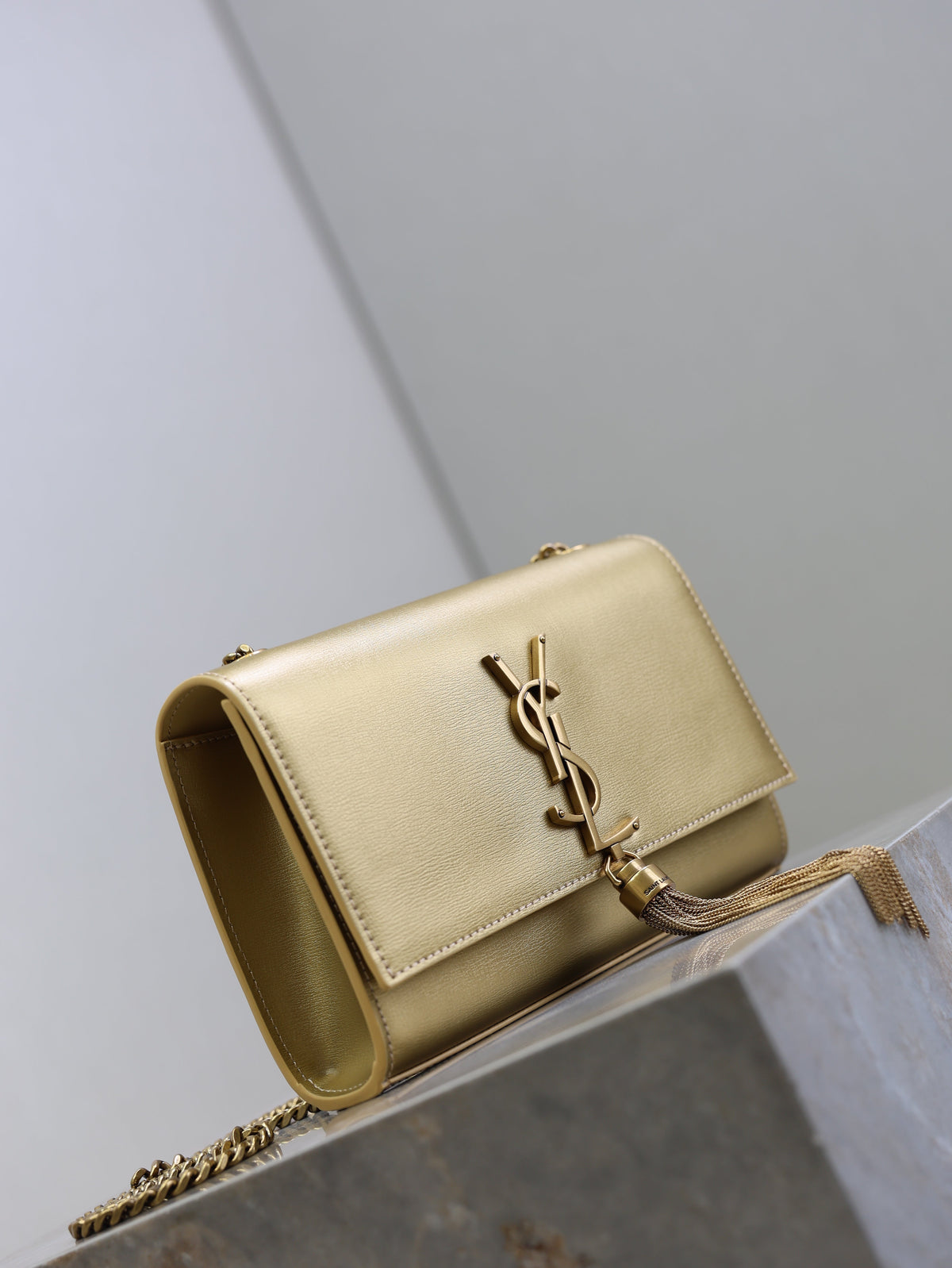 Prada Kate Small Bag 20cm Gold Metallic Calfskin.