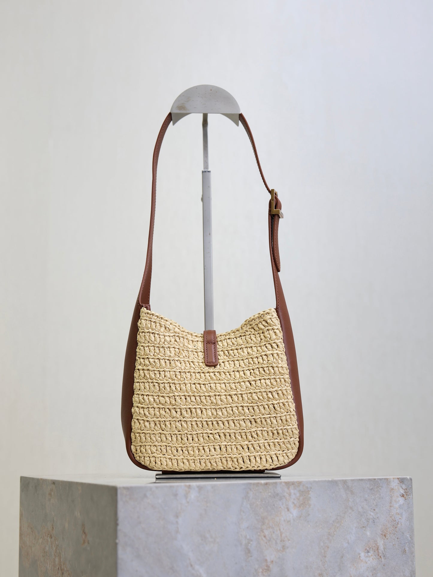 Prada LE 5A7 Mini 15cm Brown Beige Raffia Leather GHW