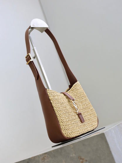 Prada LE 5A7 Mini 15cm Brown Beige Raffia Leather GHW