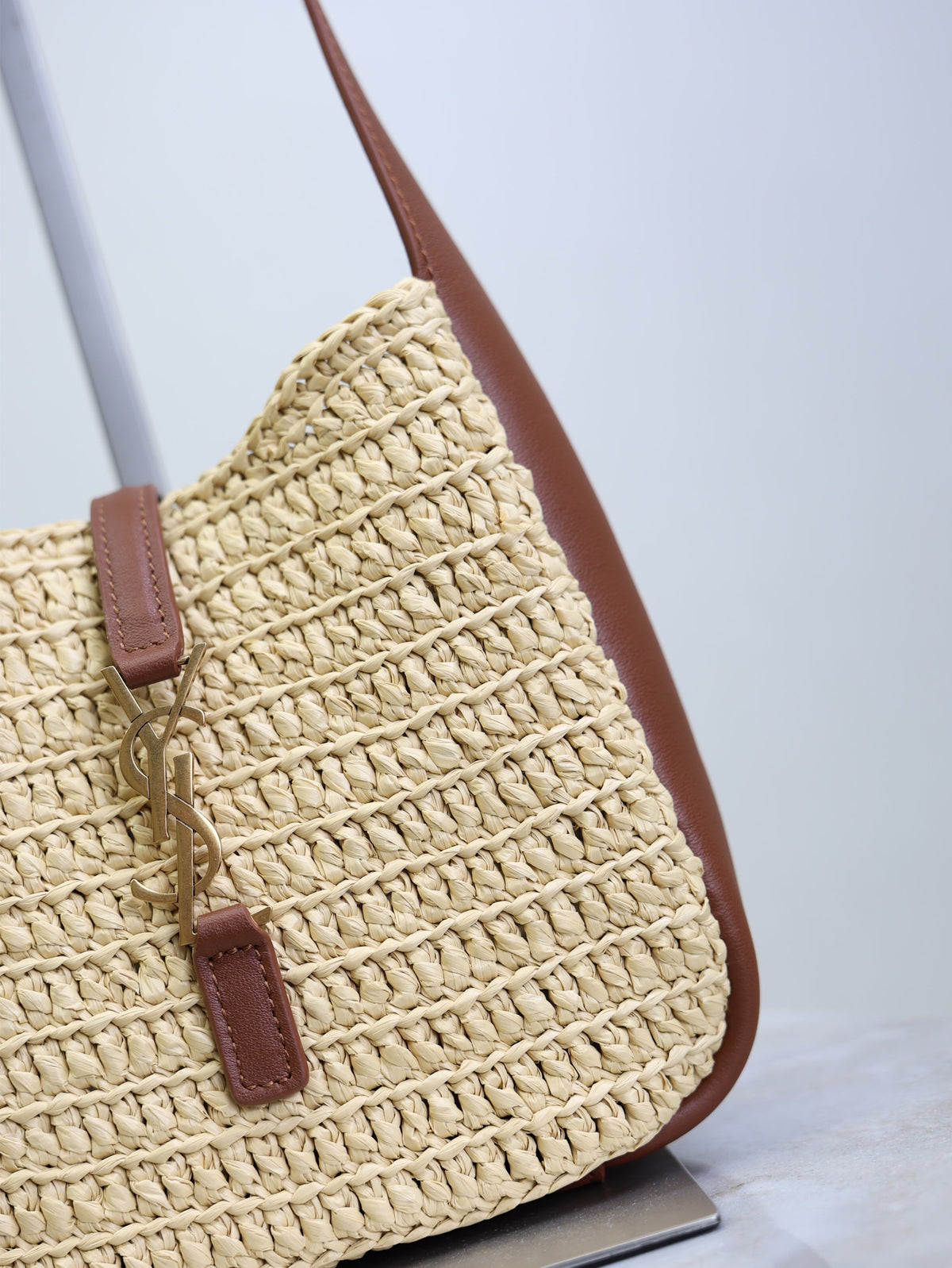 Prada LE 5A7 Mini 15cm Brown Beige Raffia Leather GHW