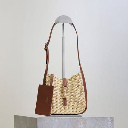 Prada LE 5A7 Mini 15cm Brown Beige Raffia Leather GHW