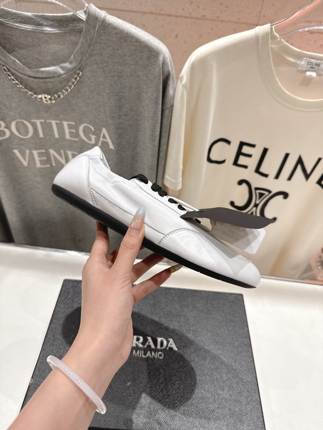 Prada 25s Sneakers white sheepskin 535497