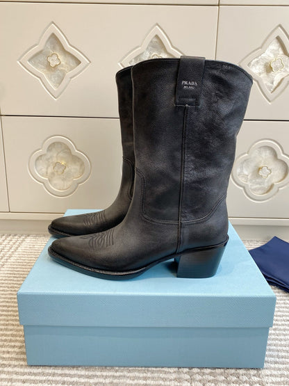 Prada 25 Boot Black Cowhide 501415