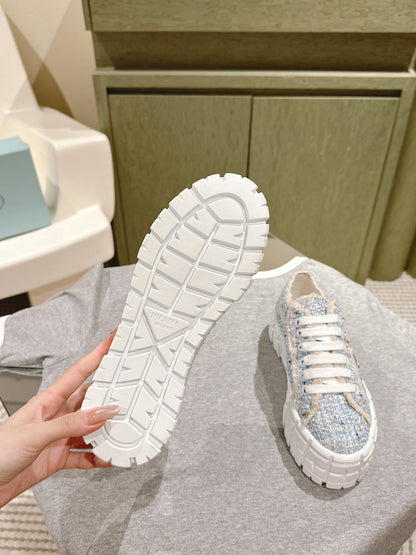PRA DOUBLE WHEEL RE-NYLON GABARDINE SNEAKERS SKY FABRIC