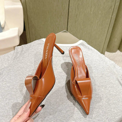 PRA 2026S High Heel Mule 80 Tan Brown Sheepskin 657667