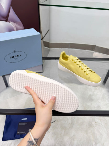 Prada 26s Court Sneakers Yellow Leather 838034