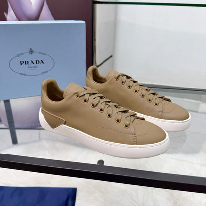 Prada 26s Court Sneakers Taupe Leather 838036