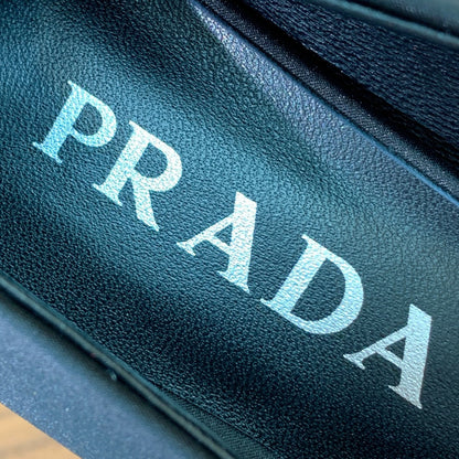 Prada Pumps 8.5cm Black Satin Sliver Patent Leather 896191