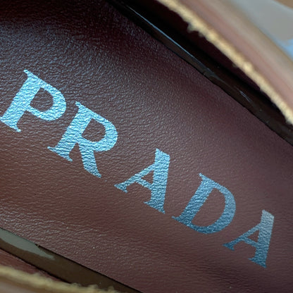 Prada 25s Mary Jane Shoes 55mm Brown  Patent Leather