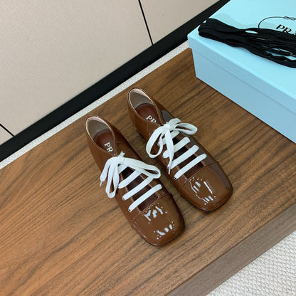 Prada 25s Mary Jane Shoes 55mm Brown  Patent Leather