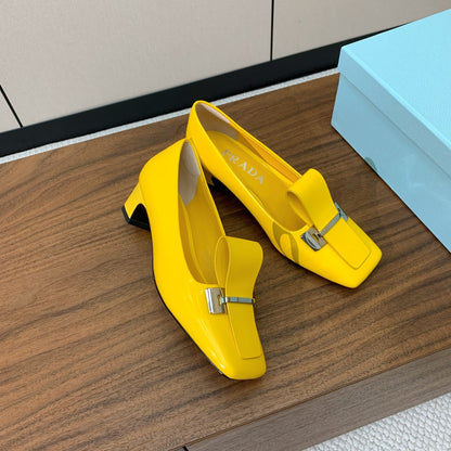 Prada Mary Jane 4.5cm Yellow Glossy Leather 896180