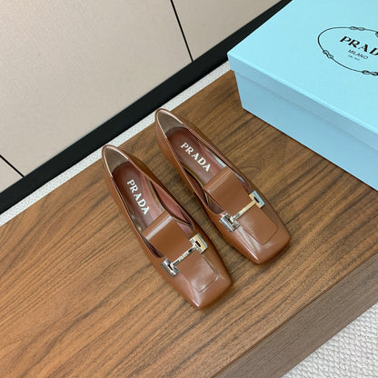Prada Mary Jane 4.5cm Brown Glossy Leather 896181