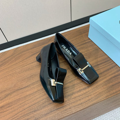 Prada Mary Jane 4.5cm Black Glossy Leather 896183
