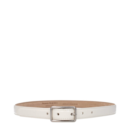 Alexander McQueen Belts Women Leather White/Ivory