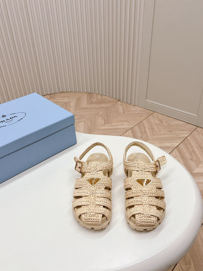 Monolith Crochet Cage Sandals 30 Beige