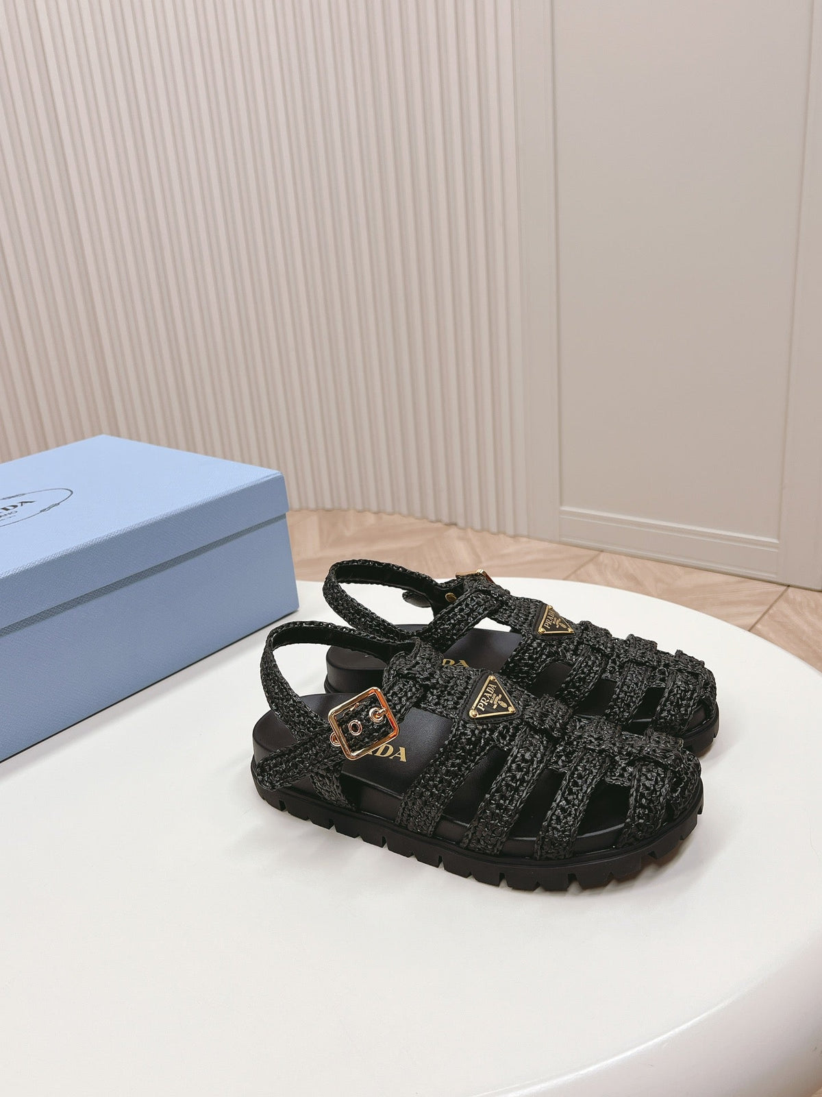 Monolith Crochet Cage Sandals 30 Black