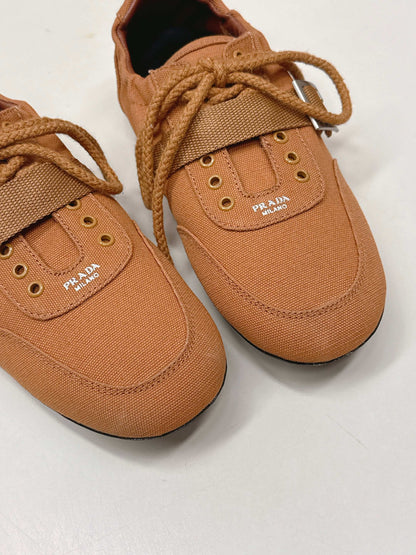 Prada 26s Casual Sneaker Tan Brown Canvas 644201