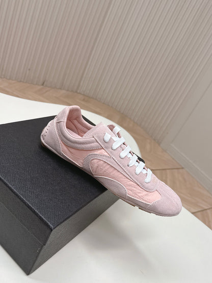 Prada 26ss German Training Light Pink Suede Re Nylon 644206