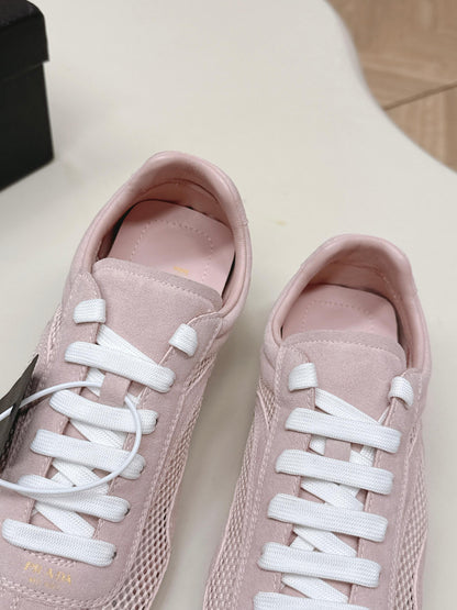 Prada 26ss German Training Light Pink Suede Mesh 644217