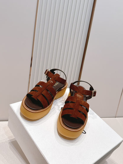 Prada 26s Sandals Cocoa Brown Suede 838142