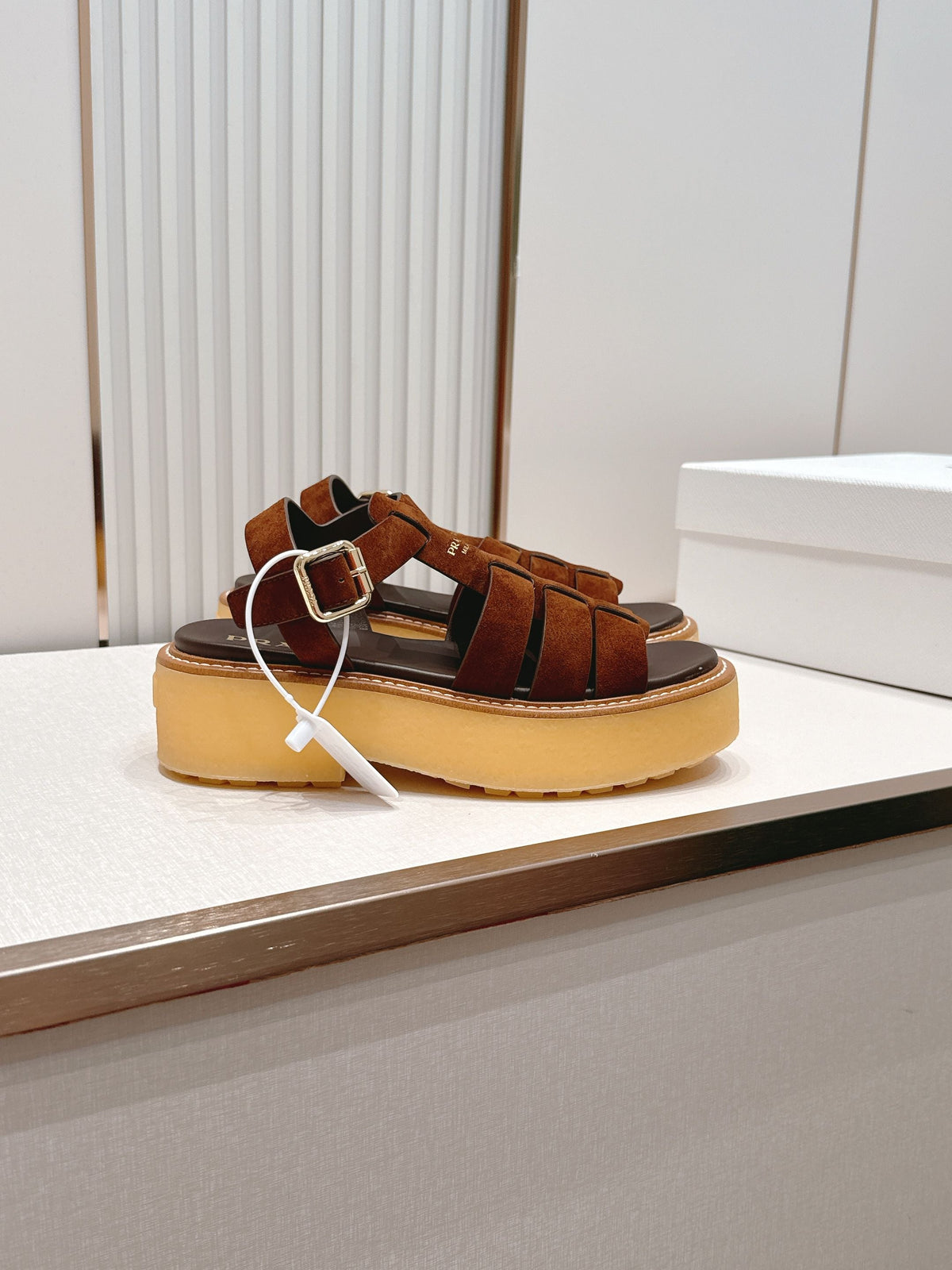 Prada 26s Sandals Cocoa Brown Suede 838142