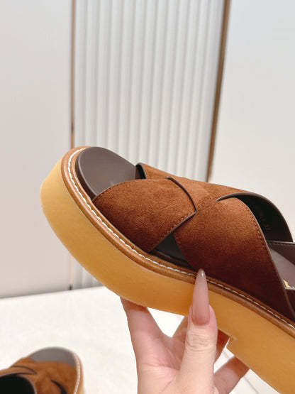 Prada 26s Sandals Cocoa Brown Suede 838141