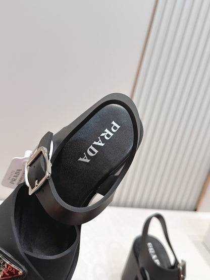 Prada 26s Monolith Sandals Black Rubber 838138
