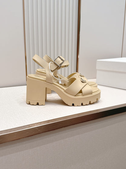 Prada 26s Monolith Sandals Beige Rubber 838137