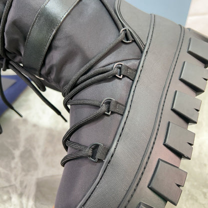 PRA Moon Boots Black With Pouch Recycled Nylon & Cowhide 454736