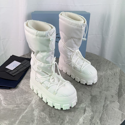 PRA Moon Boots White Recycled Nylon & Cowhide 454737