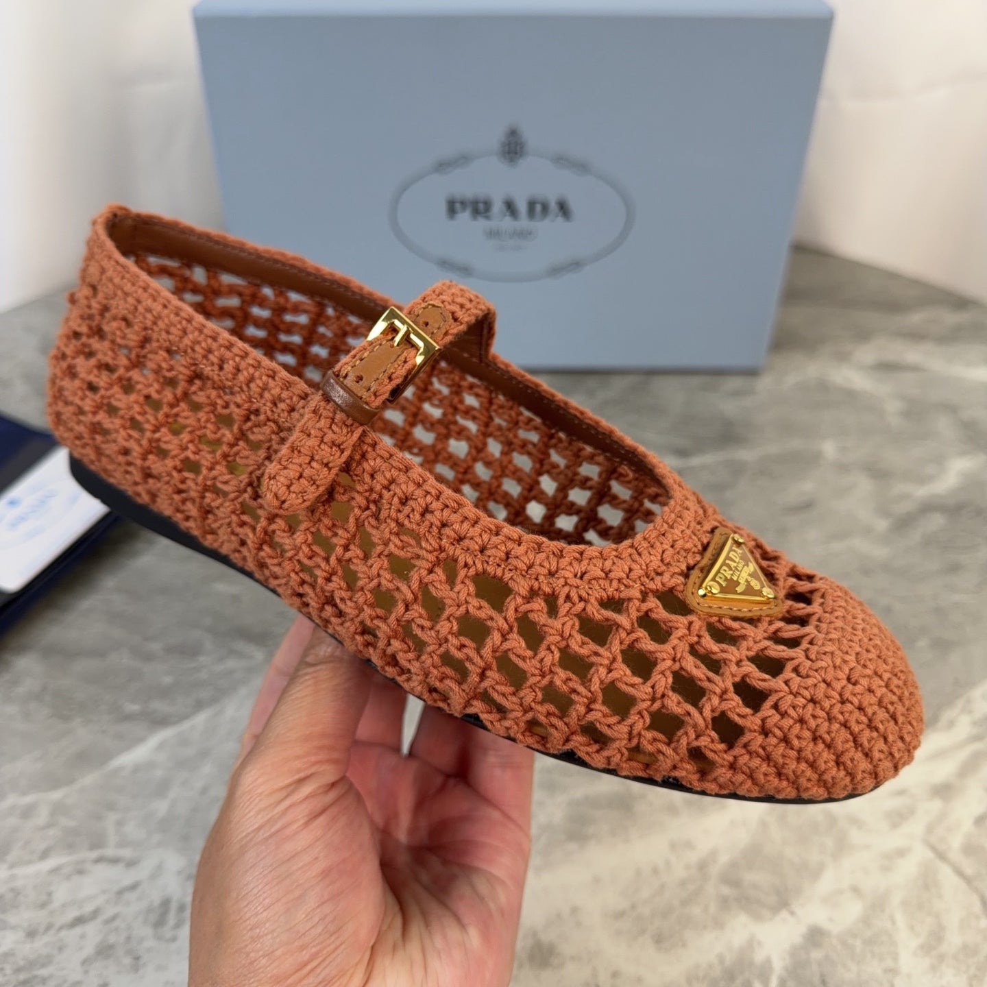 Pra 26s Ballet Flat Brown Leather Fabric 635154