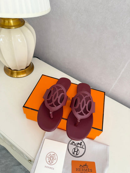 HM 26ss Pig-Nose Slipper Burgundy Leather 605909